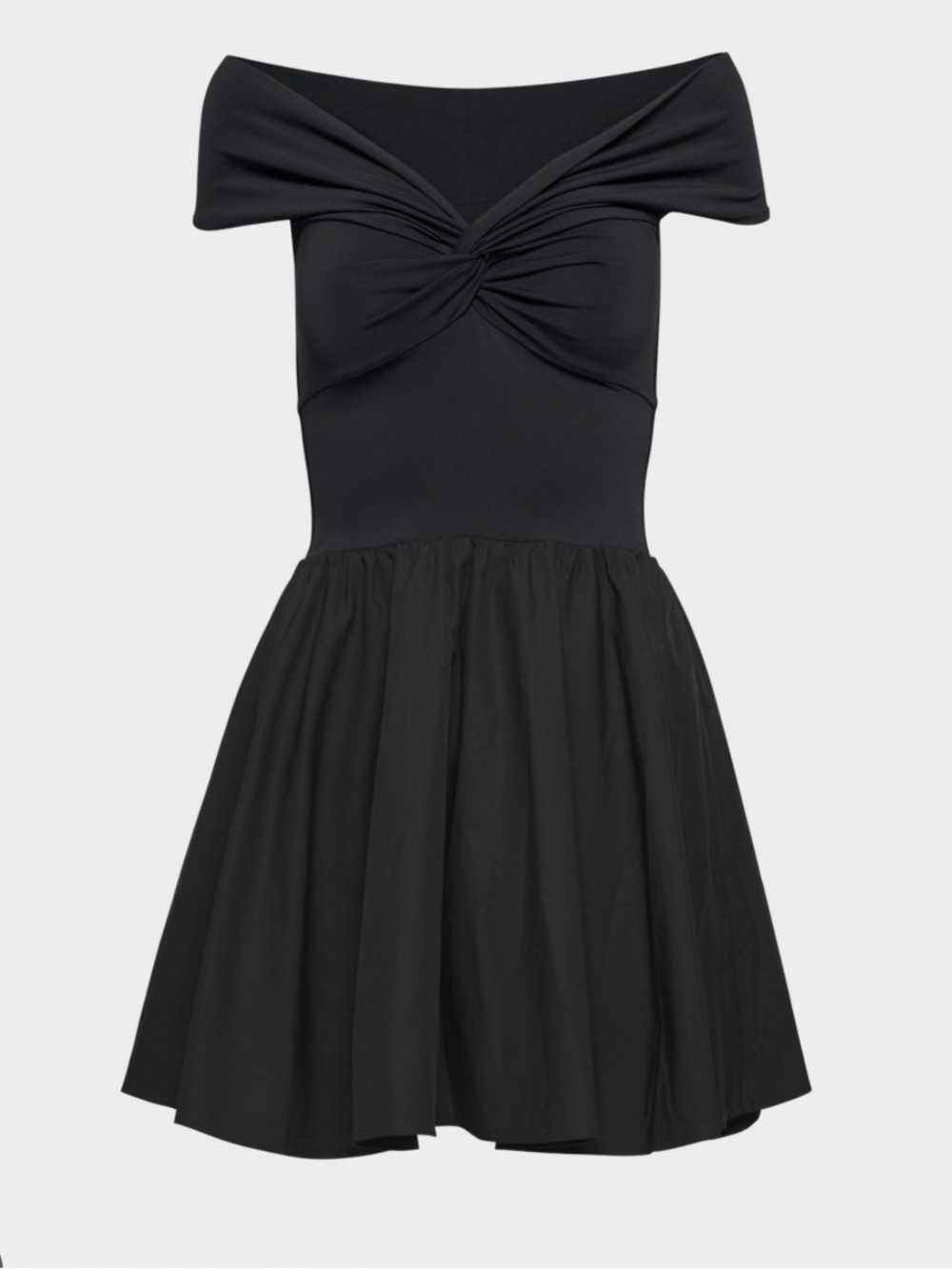 Babaton Black One-Shoulder Fit-and-Flare Dress